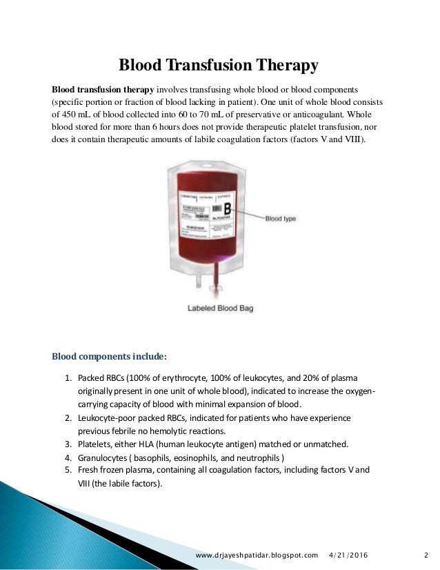 Blood transfusion therapy
