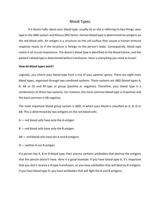 Blood types infographic | PDF | Blood Disorders | Diseases and Conditions