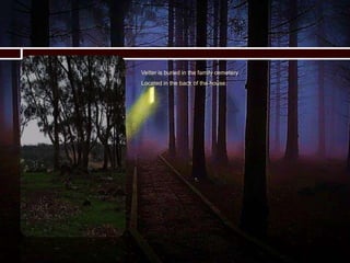  Vetter is buried in the family cemetery .
 Located in the back of the house.
 