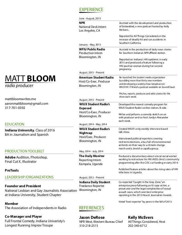 bloom matt resume