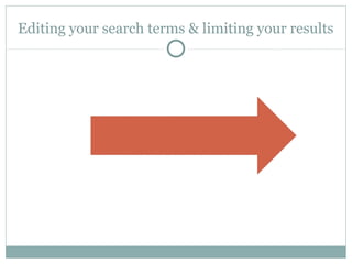 Editing your search terms & limiting your results 
 
