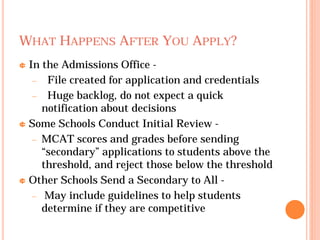 The Medical School Application Process from A-Z | PDF
