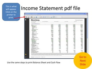 Bloomberg Tutorial Company Financial | PPTX