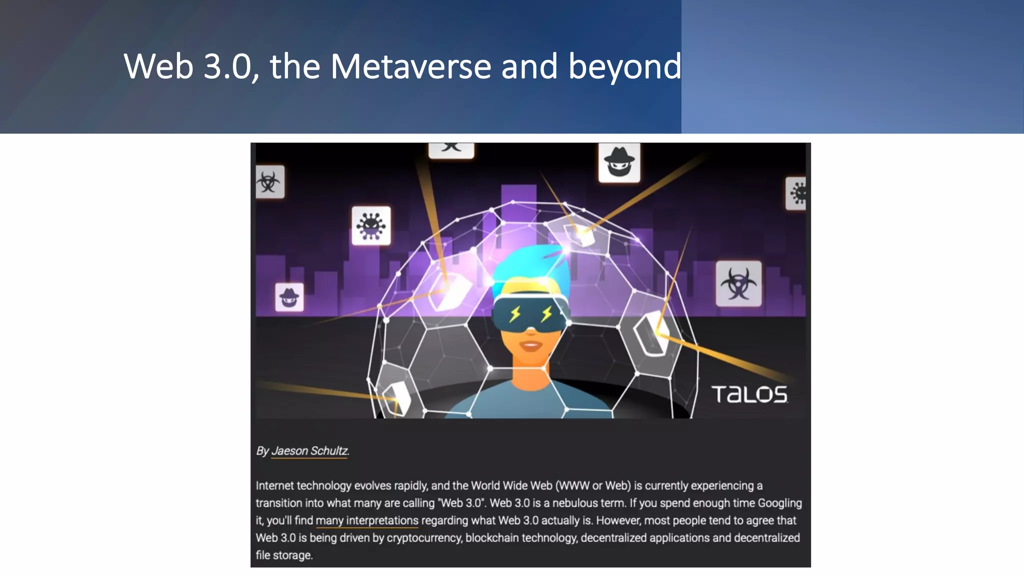 Web 3.0, the Metaverse and beyond
 