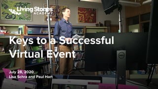 Keys to a Successful
Virtual Event
July 28, 2020
Lisa Schra and Paul Hart
 