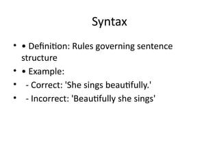 Sings Example Bloomfield Leonard levels of analysis in linguistics | PPTX
