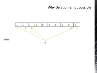 1   0       1       0   0       1   0   1   0         1
         1       2       3                               m-1       m




Delete
                                     y
 