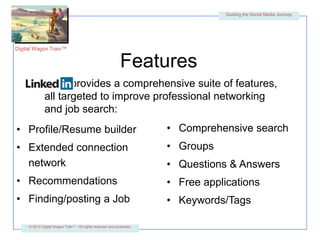 Features             provides a comprehensive suite of features, all targeted to improve professional networking and job search:Comprehensive search