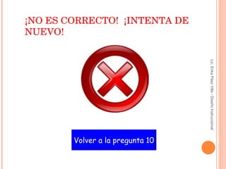 Volver a la pregunta 10 ¡NO ES CORRECTO!  ¡INTENTA DE NUEVO! Lic. Erika Páez Villa - Diseño Instruccional 
