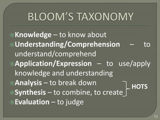 Bloom's taxonomy with example | PPTX