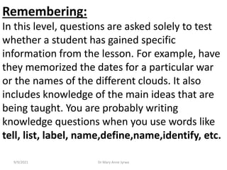 Blooms taxonomy cognitive domain. MAJ ppt | PDF