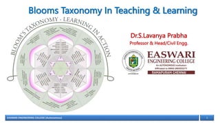 Blooms Taxonomy In Teaching & Learning
Dr.S.Lavanya Prabha
Professor & Head/Civil Engg.
EASWARI ENGINEERING COLLEGE (Autonomous) 1
 