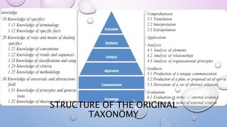 STRUCTURE OF THE ORIGINAL
TAXONOMY
 