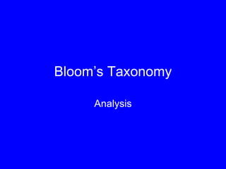 Bloom’s Taxonomy Analysis 