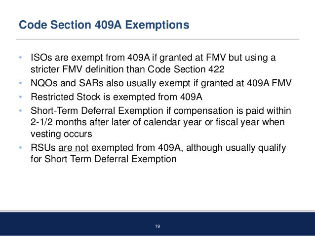 Stock options exempt from 409a