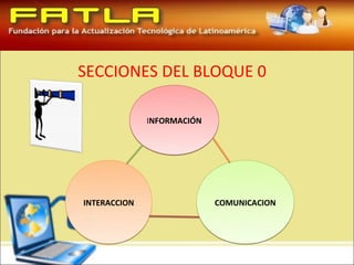 SECCIONES DEL BLOQUE 0

              INFORMACIÓN




INTERACCION                 COMUNICACION
 