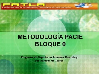METODOLOGÍA PACIEBLOQUE 0 Programa de Experto en Procesos Elearning Luz Barboza de Torres 