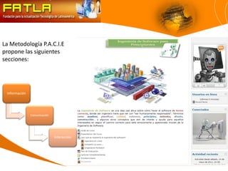 La Metodología P.A.C.I.E
propone las siguientes
secciones:




 Información




               Comunicación




                              Interacción
 