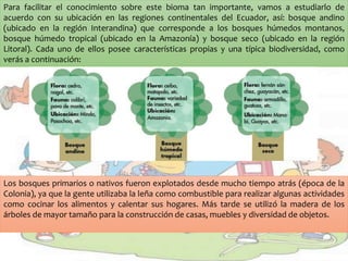 Bosques del Litoral
Factores como: condiciones del suelo, diferencias en la precipitación
anual, la vecindad con respecto ...