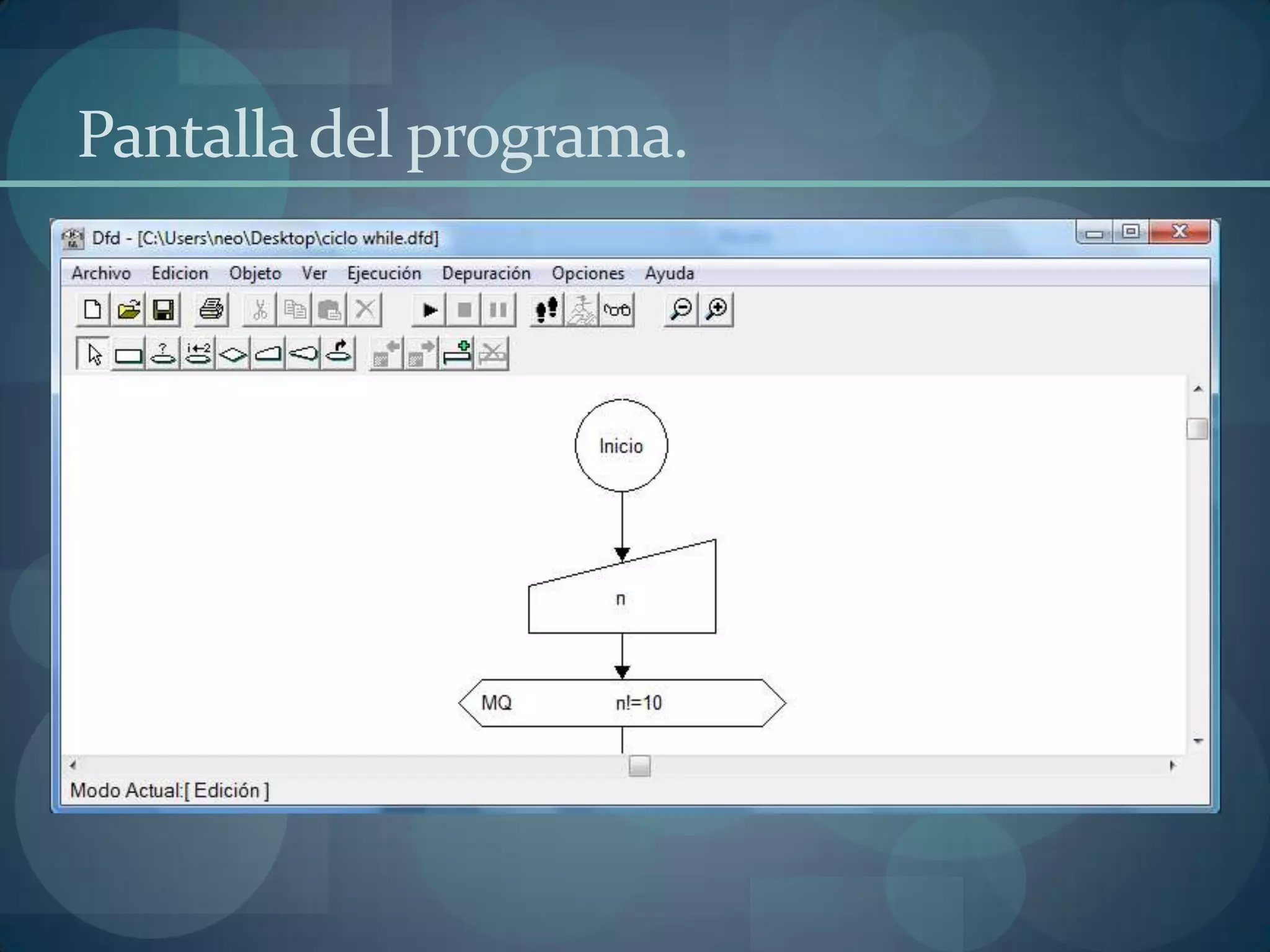 Pantalla del programa.
 
