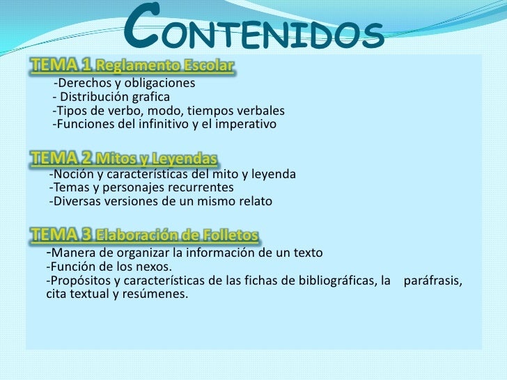 Temas De La Materia De Español En Secundaria Material