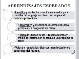 APRENDIZAJES ESPERADOS
 