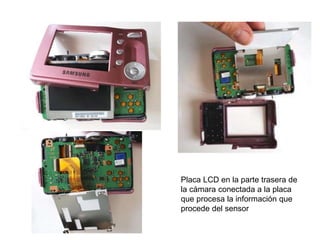 Placa LCD en la parte trasera de
la cámara conectada a la placa
que procesa la información que
procede del sensor
 