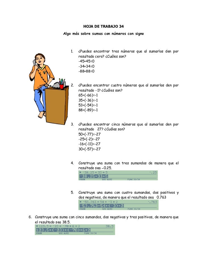 Bloque 4 Numeros Con Signos Y Sus Operaciones