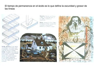 El tiempo de permanencia en el ácido es lo que define la oscuridad y grosor de
las líneas
 