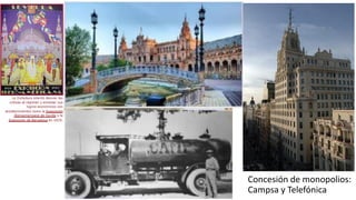 Concesión de monopolios:
Campsa y Telefónica
 