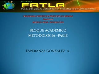 BLOQUE ACADEMICO
 METODOLOGIA –PACIE



ESPERANZA GONZALEZ A.
 