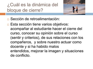Ejemplo de un bloque de cierre