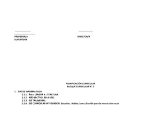 Bloque curricular de refuerzo