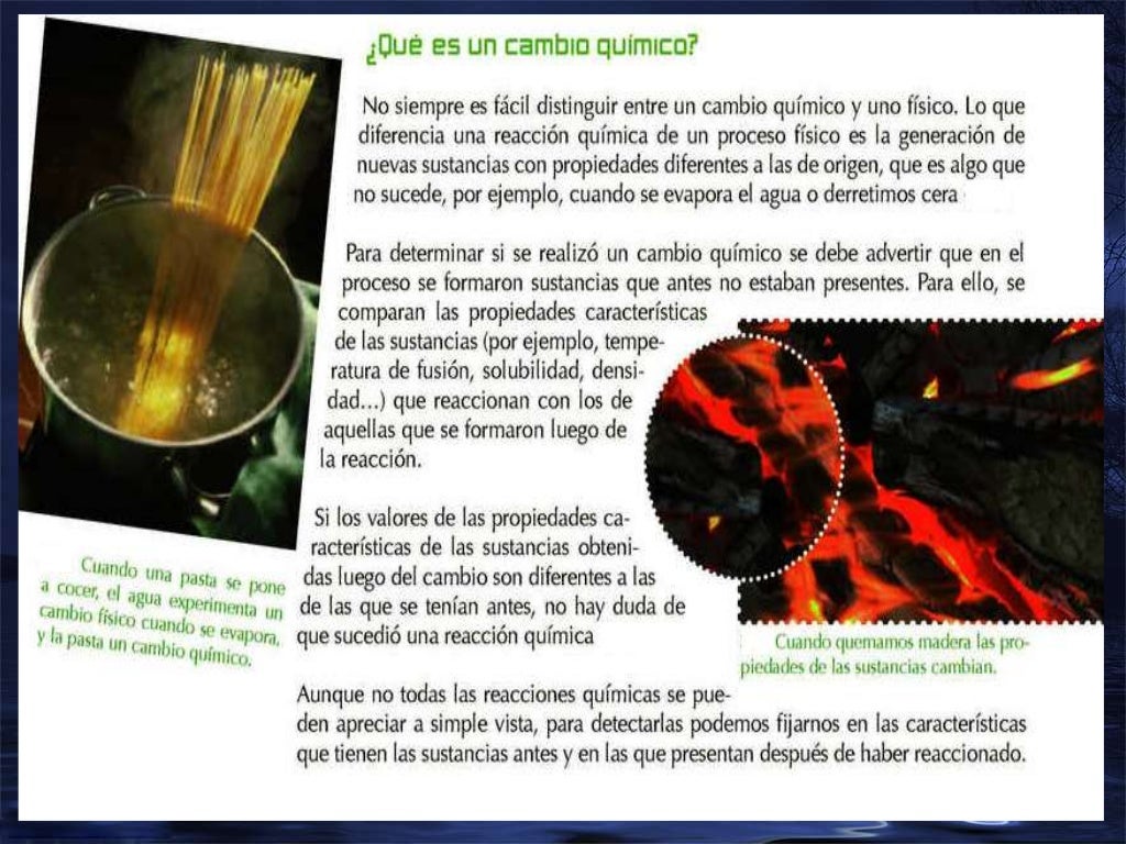 IDENTIFICACIÓN DE CAMBIOS QUÍMICOS Y EL