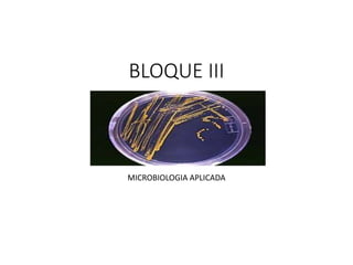BLOQUE III
MICROBIOLOGIA APLICADA
 
