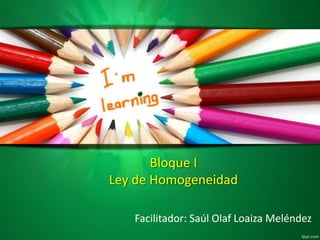 Bloque I
Ley de Homogeneidad
Facilitador: Saúl Olaf Loaiza Meléndez
 