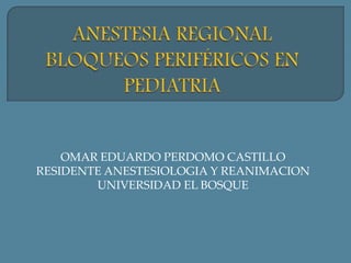 OMAR EDUARDO PERDOMO CASTILLO
RESIDENTE ANESTESIOLOGIA Y REANIMACION
        UNIVERSIDAD EL BOSQUE
 