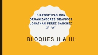 BLOQUES II & III
DIAPOSITIVAS CON
ORGANIZADORES GRÁFICOS
JONATHAN PÉREZ SÁNCHEZ
2° “A”
 