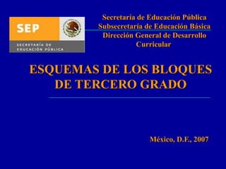 ESQUEMAS DE LOS BLOQUES
DE TERCERO GRADO
México, D.F., 2007
Secretaría de Educación Pública
Subsecretaría de Educación Básica
Dirección General de Desarrollo
Curricular
 
