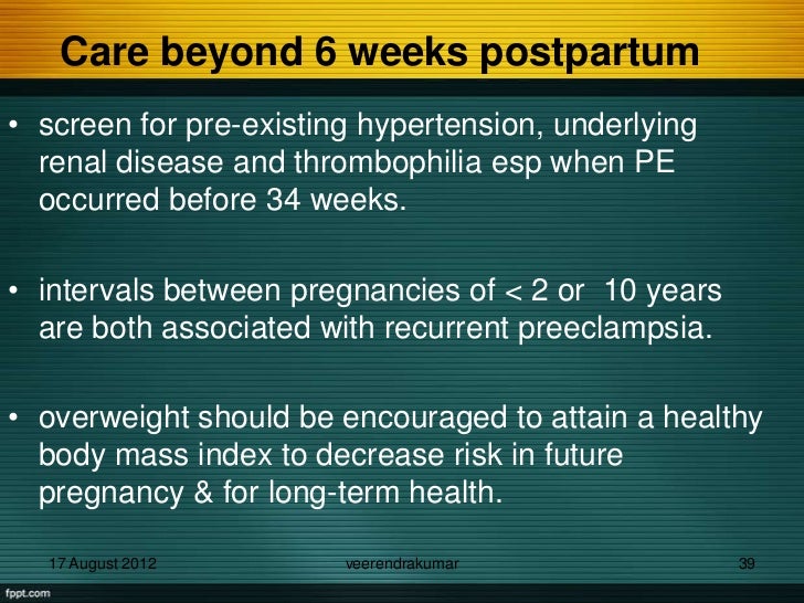 postpartum management of preeclampsia