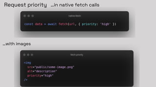 Request priority
…with images
…in native fetch calls
 