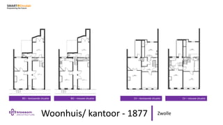 Woonhuis/ kantoor - 1877 Zwolle
BG – bestaande situatie BG – nieuwe situatie 1V – bestaande situatie 1V – nieuwe situatie
 