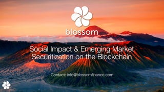 Social Impact & Emerging Market!
Securitization on the Blockchain
Contact: info@blossomﬁnance.com
 