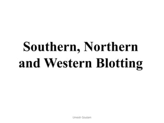 Southern, Northern
and Western Blotting
Umesh Goutam
 