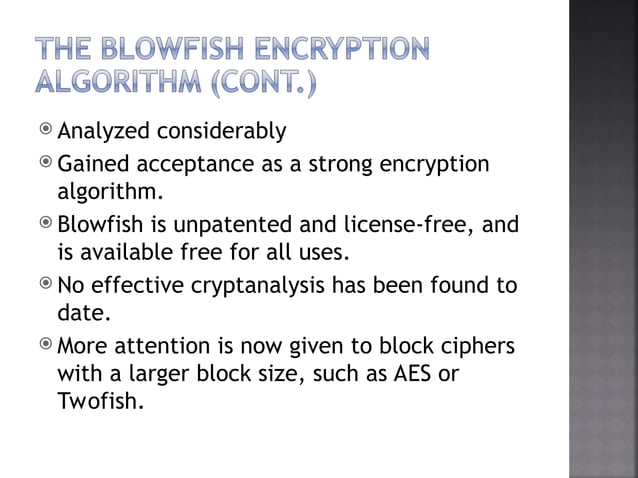 CONCEPT FOR Blow Fish ALGORITHM IN CRYPTOGRAPHY | PPT