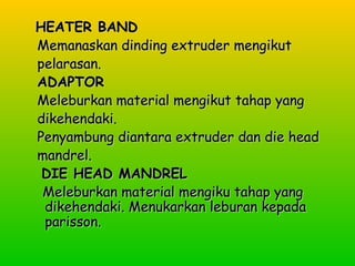 HHEEAATTEERR BBAANNDD 
MMeemmaannaasskkaann ddiinnddiinngg eexxttrruuddeerr mmeennggiikkuutt 
ppeellaarraassaann.. 
AADDAAPPTTOORR 
MMeelleebbuurrkkaann mmaatteerriiaall mmeennggiikkuutt ttaahhaapp yyaanngg 
ddiikkeehheennddaakkii.. 
PPeennyyaammbbuunngg ddiiaannttaarraa eexxttrruuddeerr ddaann ddiiee hheeaadd 
mmaannddrreell.. 
DDIIEE HHEEAADD MMAANNDDRREELL 
MMeelleebbuurrkkaann mmaatteerriiaall mmeennggiikkuu ttaahhaapp yyaanngg 
ddiikkeehheennddaakkii.. MMeennuukkaarrkkaann lleebbuurraann kkeeppaaddaa 
ppaarriissssoonn.. 
 