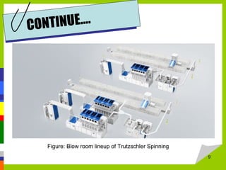 9
CONTINUE….
Figure: Blow room lineup of Trutzschler Spinning
 
