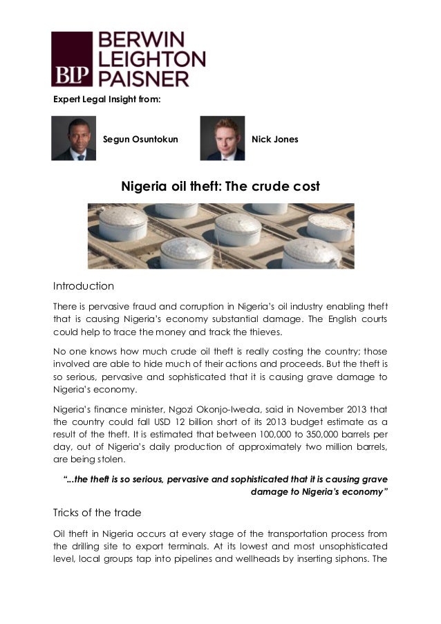 Nigeria oil theft The crude cost