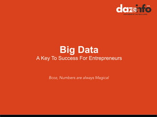 Big Data
A Key To Success For Entrepreneurs
Bcoz, Numbers are always Magical
 