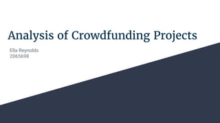 Analysis of Crowdfunding Projects
Ella Reynolds
2065698
 